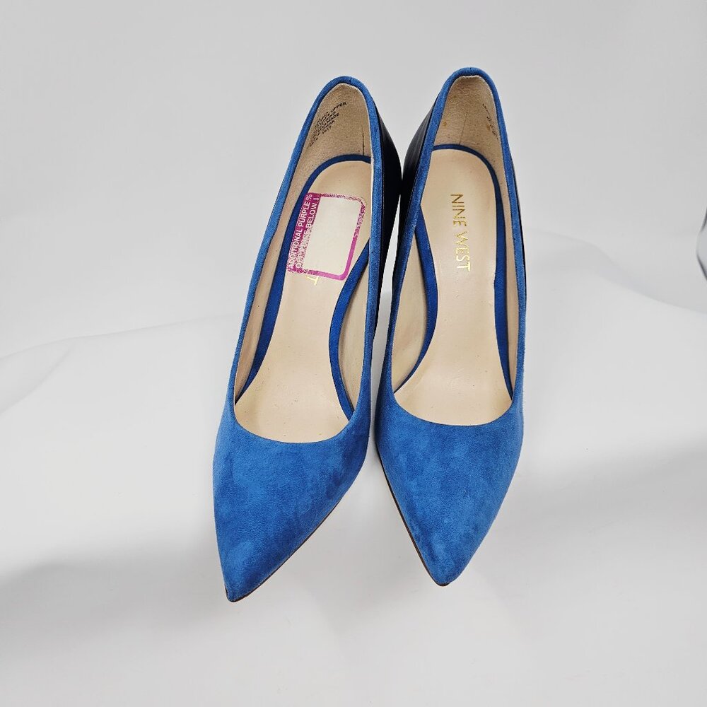 Nine West Taymra Blue Suede/Manmade Leather Pumps, Size 4.5M